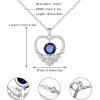 imageBriLove Gift for Women Mom 925 Sterling Silver Cubic Zirconia Dainty Love Heart Rose Flower Pendant Necklace for Daily WearMothers DayValentines DayBirthdayChristmasAnniversary03Sapphire Color SilverTone