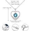 imageBriLove Gift for Women Mom 925 Sterling Silver Cubic Zirconia Dainty Love Heart Rose Flower Pendant Necklace for Daily WearMothers DayValentines DayBirthdayChristmasAnniversary02Blue SilverTone