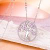imageBriLove Gifts for Mom Women 925 Sterling Silver CZ Tree of Life Birthstone Pendant Necklace for Mothers DayValentines DayBirthdayChristmasAnniversary07JulyPink