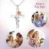 imageBriLove Gifts for Mom Women 925 Sterling Silver Cubic Zirconia Dainty Cross Rose Flower Pendant Necklace for Mothers DayValentines DayBirthdayChristmasAnniversary