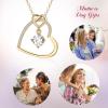 imageBriLove Gifts for Mom Women 925 Sterling Silver Cubic Zirconia Dainty Double Heart Pendant Necklace for Daily WearMothers DayValentines DayBirthdayChristmasAnniversary0214K GoldTone