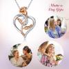 imageBriLove Gifts for Mom Women 925 Sterling Silver Cubic Zirconia Dainty Love Heart Rose Flower Pendant Necklace for Mothers DayValentines DayBirthdayChristmasAnniversary