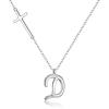 imageBriLove 925 Sterling Silver Cross Side Pendant Necklace Initial Letter Jesus Crucifix Christian Jewelry Gifts for Mom Womenr Daily WearMothers DayValentines DayBirthdayChristmasAnniversaryD