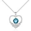 imageBriLove Gift for Women Mom 925 Sterling Silver Cubic Zirconia Dainty Love Heart Rose Flower Pendant Necklace for Daily WearMothers DayValentines DayBirthdayChristmasAnniversary02Blue SilverTone