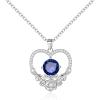 imageBriLove Gift for Women Mom 925 Sterling Silver Cubic Zirconia Dainty Love Heart Rose Flower Pendant Necklace for Daily WearMothers DayValentines DayBirthdayChristmasAnniversary03Sapphire Color SilverTone