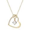 imageBriLove Gifts for Mom Women 925 Sterling Silver Cubic Zirconia Dainty Double Heart Pendant Necklace for Daily WearMothers DayValentines DayBirthdayChristmasAnniversary0214K GoldTone