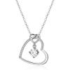 imageBriLove Gifts for Mom Women 925 Sterling Silver Cubic Zirconia Dainty Double Heart Pendant Necklace for Daily WearMothers DayValentines DayBirthdayChristmasAnniversary01Clear SilverTone