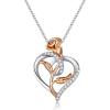 imageBriLove Gifts for Mom Women 925 Sterling Silver Cubic Zirconia Dainty Love Heart Rose Flower Pendant Necklace for Mothers DayValentines DayBirthdayChristmasAnniversary