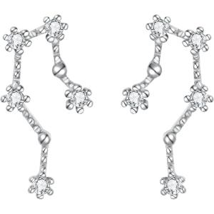 imageBriLove 925 Sterling Silver CZ Horoscope Zodiac 12 Constellation Astrology Ear Crawler Post Earrings Gift for Mom Women Mothers DayValentines DayBirthdayChristmasAnniversaryAquarius Jan 20  Feb 18