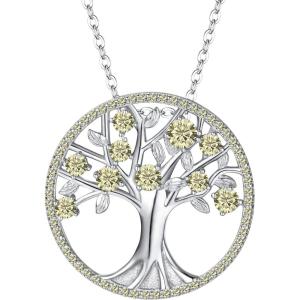 imageBriLove Gifts for Mom Women 925 Sterling Silver CZ Tree of Life Birthstone Pendant Necklace for Mothers DayValentines DayBirthdayChristmasAnniversary08AugChampagne Color
