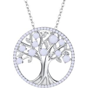 imageBriLove Gifts for Mom Women 925 Sterling Silver CZ Tree of Life Birthstone Pendant Necklace for Mothers DayValentines DayBirthdayChristmasAnniversary06JuneWhite Pearl