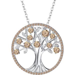 imageBriLove Gifts for Mom Women 925 Sterling Silver CZ Tree of Life Birthstone Pendant Necklace for Mothers DayValentines DayBirthdayChristmasAnniversary11NovTopaz Color