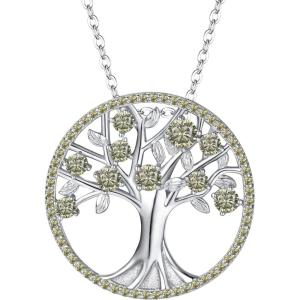 imageBriLove Gifts for Mom Women 925 Sterling Silver CZ Tree of Life Birthstone Pendant Necklace for Mothers DayValentines DayBirthdayChristmasAnniversary12DecOlive Color