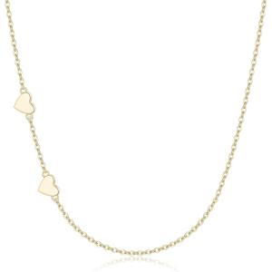 imageBriLove Gifts for Mom Women 925 Sterling Silver Delicate Tiny Sideways Double Forever Love Heart Choker Necklace for Mothers DayValentines DayBirthdayChristmasAnniversary14K Gold