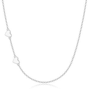 imageBriLove Gifts for Mom Women 925 Sterling Silver Delicate Tiny Sideways Double Forever Love Heart Choker Necklace for Mothers DayValentines DayBirthdayChristmasAnniversarySilverTone