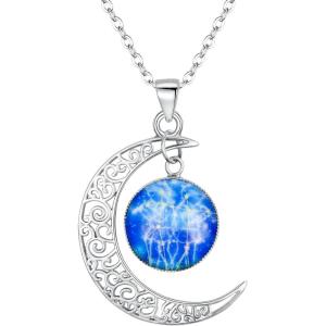 imageBriLove Gifts for Mom Women 925 Sterling Silver Horoscope Zodiac 12 Constellation Astrology Galaxy ampamp Crescent Moon Glass Bead Pendant Necklace for BirthdayChristmasAnniversaryGemini May 21  Jun 20