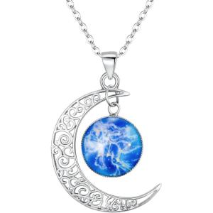 imageBriLove Gifts for Mom Women 925 Sterling Silver Horoscope Zodiac 12 Constellation Astrology Galaxy ampamp Crescent Moon Glass Bead Pendant Necklace for BirthdayChristmasAnniversaryVirgo Aug 23  Sep 22