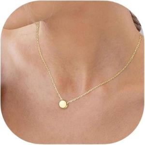 imageBriLove Gifts for Mom Womens 925 Sterling Silver Dainty Tiny Dot Necklace Round Circle Pendant Choker Necklacefor Mothers DayValentines DayBirthdayChristmasAnniversary0314K GoldTone