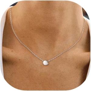 imageBriLove Gifts for Mom Womens 925 Sterling Silver Dainty Tiny Dot Necklace Round Circle Pendant Choker Necklacefor Mothers DayValentines DayBirthdayChristmasAnniversary01925 Sterling Silver