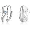 imageBriLove 925 Sterling Silver CZ Cute Animal Cat Leverback Dangle Earrings Jewelry Gifts for Women SilverTone