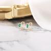 imageBriLove 925 Sterling Silver Small Dainty Birthstone Hoop Earrings for Women Gorgeous Emerald Cut Crystal Huggie Dangle Earring Birthday Everyday WearEmerald Color GoldTone