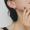 imageBriLove 925 Sterling Silver Small Dainty Birthstone Hoop Earrings for Women Gorgeous Emerald Cut Crystal Huggie Dangle Earring Birthday Everyday WearEmerald Color GoldTone