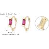 imageBriLove 925 Sterling Silver Small Dainty Birthstone Hoop Earrings for Women Gorgeous Emerald Cut Crystal Huggie Dangle Earring Birthday Everyday WearHot Pink GoldTone