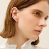 imageBriLove 925 Sterling Silver Small Dainty Birthstone Hoop Earrings for Women Gorgeous Emerald Cut Crystal Huggie Dangle Earring Birthday Everyday WearPurple SilverTone