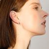 imageBriLove 925 Sterling Silver Small Dainty Birthstone Hoop Earrings for Women Gorgeous Emerald Cut Crystal Huggie Dangle Earring Birthday Everyday WearSapphire Color SilverTone