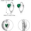 imageBriLove 925 Sterling Silver Small Dainty Birthstone Hoop Earrings for Women Gorgeous Heart Crystal Huggie Dangle Earring Birthday Everyday WearEmerald Color