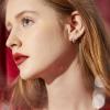 imageBriLove 925 Sterling Silver Small Dainty Birthstone Hoop Earrings for Women Gorgeous Heart Crystal Huggie Dangle Earring Birthday Everyday WearRuby Color