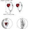 imageBriLove 925 Sterling Silver Small Dainty Birthstone Hoop Earrings for Women Gorgeous Heart Crystal Huggie Dangle Earring Birthday Everyday WearRuby Color