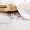 imageBriLove 925 Sterling Silver Small Dainty Birthstone Hoop Earrings for Women Gorgeous Heart Crystal Huggie Dangle Earring Birthday Everyday WearRuby Color
