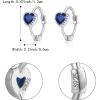 imageBriLove 925 Sterling Silver Small Dainty Birthstone Hoop Earrings for Women Gorgeous Heart Crystal Huggie Dangle Earring Birthday Everyday WearSapphire Color