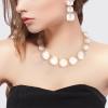 imageBriLove Fashion Stylish Beaded Statement Necklace Dangle Earrings Jewelry Set for Women Costume Christmas Party PromClear GoldTone