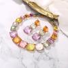 imageBriLove Fashion Stylish Beaded Statement Necklace Dangle Earrings Jewelry Set for Women Costume Christmas Party PromMulticolor GoldTone