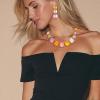 imageBriLove Fashion Stylish Beaded Statement Necklace Dangle Earrings Jewelry Set for Women Costume Christmas Party PromMulticolor GoldTone