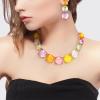 imageBriLove Fashion Stylish Beaded Statement Necklace Dangle Earrings Jewelry Set for Women Costume Christmas Party PromMulticolor GoldTone