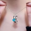 imageBriLove Gift for Mom Women 925 Sterling Silver CZ Forever Love Cute Animal Heart Pendant Necklace Jewelry Gifts for Mothers DayValentines DayBirthdayChristmasAnniversaryBlue Topaz SilverTone