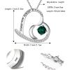 imageBriLove Gift for Mom Women 925 Sterling Silver I Love You Always ampamp Forever Engraved CZ Heart Pendant Necklace Ideal Mothers DayValentines DayBirthdayChristmasAnniversaryEmerald Color