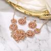imageBriLove Gorgeous Stunning Crystal Layer Flower Cluster Statement Necklace Dangle Earrings Jewelry Set for Women Bridal BridesmaidPeach RoseGoldTone