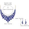 imageBriLove Gorgeous Stunning Crystal Teardrop Layer Leaf Cluster Statement Necklace Dangle Earrings Jewelry Set for Women Bridal BridesmaidBlue GoldTone