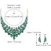 imageBriLove Gorgeous Stunning Crystal Teardrop Layer Leaf Cluster Statement Necklace Dangle Earrings Jewelry Set for Women Bridal BridesmaidEmerald Color GoldTone