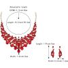 imageBriLove Gorgeous Stunning Crystal Teardrop Layer Leaf Cluster Statement Necklace Dangle Earrings Jewelry Set for Women Bridal BridesmaidRuby Color GoldTone