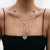 imageBriLove Handmade Strand Necklace for WomenBohemian Boho Colorful Beaded Layered Heart Collar Statement Pendant Necklaces for Summer Vacation Holiday Prom JewelryMulticolor GoldTone