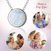 imageBriLove Opal Necklace for Gift Women 925 Sterling Silver Created Birthstone Round Pendant Necklaces Valentines Day