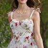 imageBriLove Shiny Bling Rhinestones Enamel Flower Statement Collar Necklace Hook Dangle Earrings Set for Women Summer Beach Holiday Costume Prom JewelryClear GoldTone