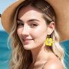 imageBriLove Shiny Bling Rhinestones Enamel Flower Statement Collar Necklace Hook Dangle Earrings Set for Women Summer Beach Holiday Costume Prom JewelryYellow GoldTone