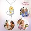 imageBriLove Sunflower Necklace Gifts for Mom Women 925 Sterling Silver Cubic Zirconia Double Heart JewelryYou are My Sunshine Pendant Necklaces for Daily Wear SummerClear SilverTone