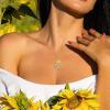 imageBriLove Sunflower Necklace Gifts for Mom Women 925 Sterling Silver Cubic Zirconia Double Heart JewelryYou are My Sunshine Pendant Necklaces for Daily Wear SummerClear SilverTone